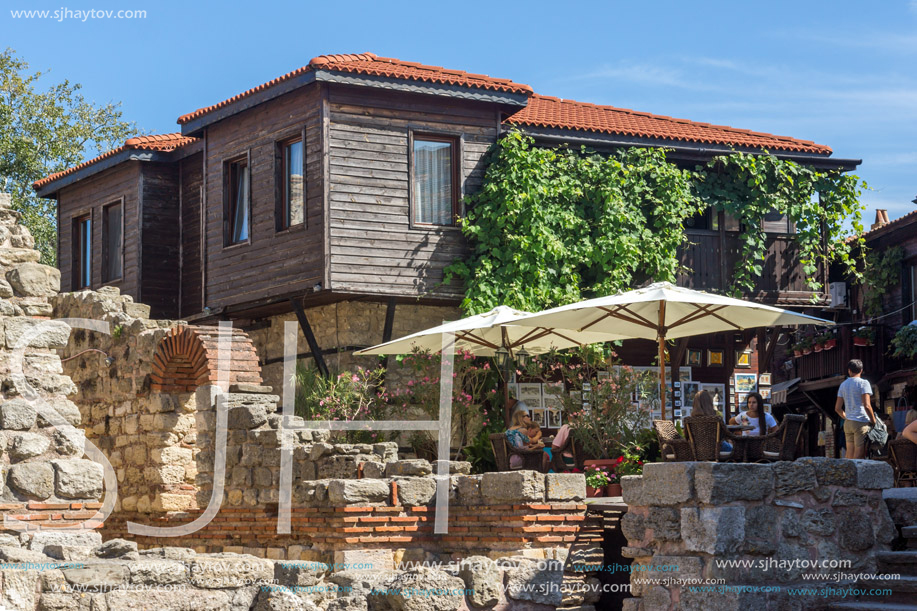 NESSEBAR, BULGARIA - AUGUST 12, 2018: Ruins of Ancient Church of Saint Sophia in the town of Nessebar, Burgas Region, Bulgaria