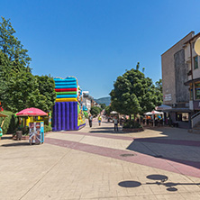 SMOLYAN, BULGARIA - AUGUST 14, 2018: Summer view of Old Center of the town of Smolyan, Bulgaria