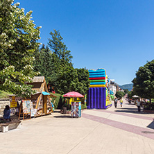 SMOLYAN, BULGARIA - AUGUST 14, 2018: Summer view of Old Center of the town of Smolyan, Bulgaria