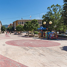 SMOLYAN, BULGARIA - AUGUST 14, 2018: Summer view of Old Center of the town of Smolyan, Bulgaria