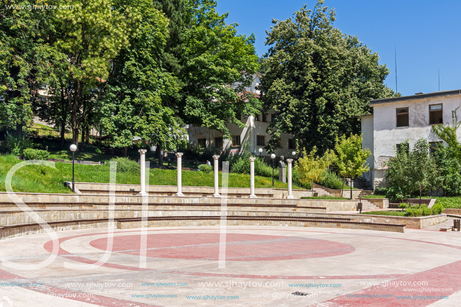 SMOLYAN, BULGARIA - AUGUST 14, 2018: Summer view of Old Center of the town of Smolyan, Bulgaria