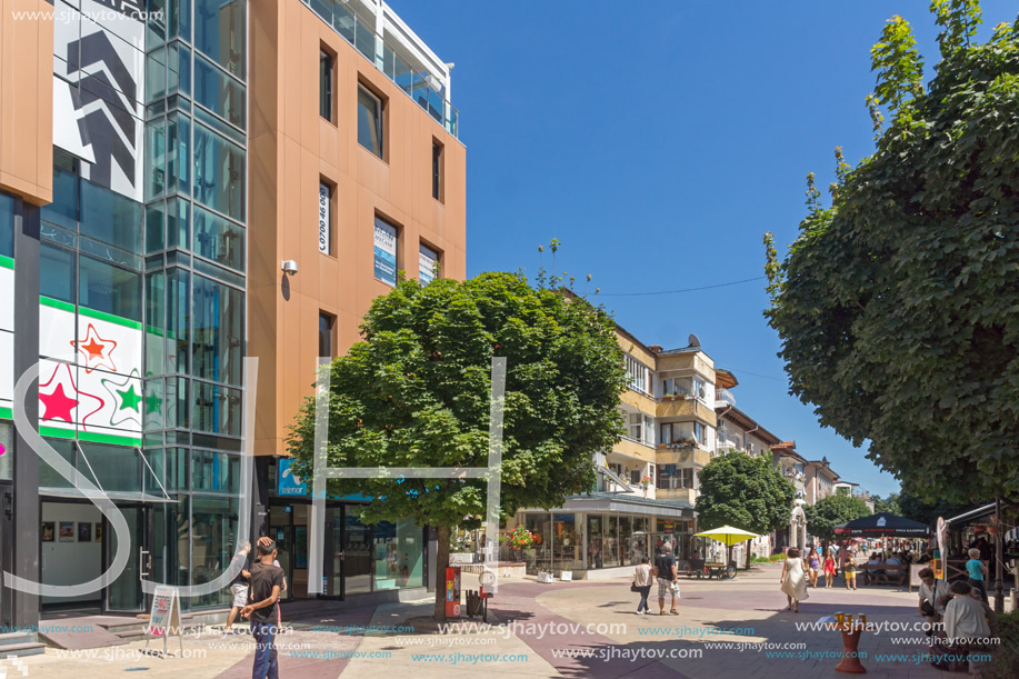 SMOLYAN, BULGARIA - AUGUST 14, 2018: Summer view of Old Center of the town of Smolyan, Bulgaria