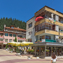 SMOLYAN, BULGARIA - AUGUST 14, 2018: Summer view of Old Center of the town of Smolyan, Bulgaria