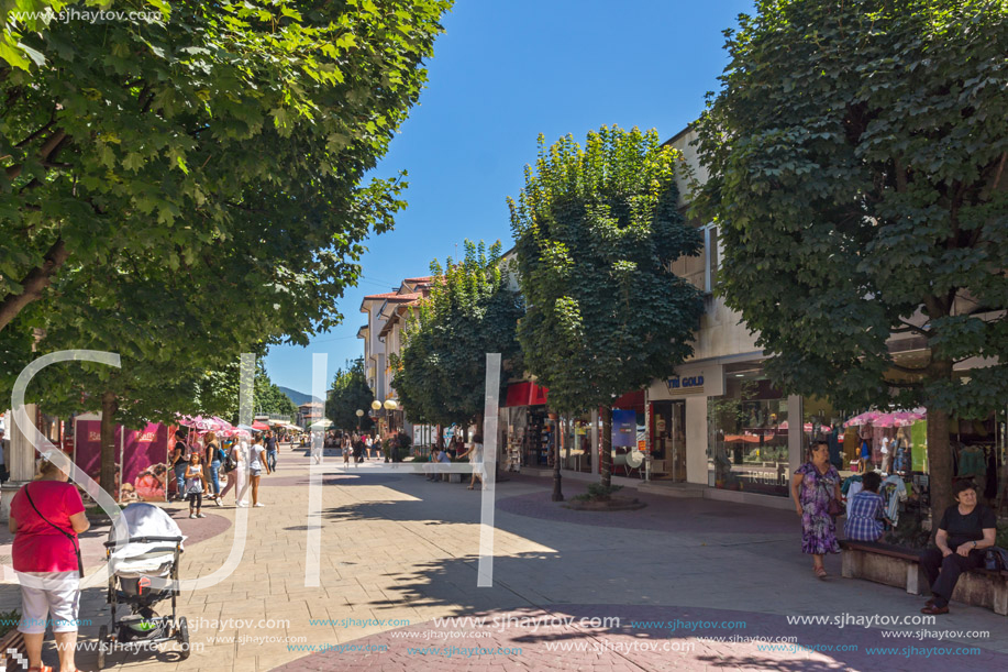 SMOLYAN, BULGARIA - AUGUST 14, 2018: Summer view of Old Center of the town of Smolyan, Bulgaria