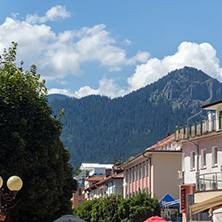 SMOLYAN, BULGARIA - AUGUST 14, 2018: Summer view of Old Center of the town of Smolyan, Bulgaria