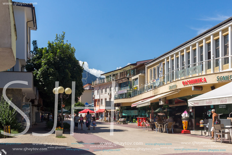 SMOLYAN, BULGARIA - AUGUST 14, 2018: Summer view of Old Center of the town of Smolyan, Bulgaria