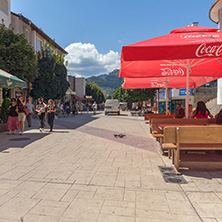 SMOLYAN, BULGARIA - AUGUST 14, 2018: Summer view of Old Center of the town of Smolyan, Bulgaria