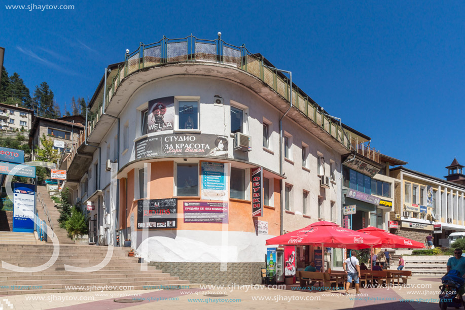 SMOLYAN, BULGARIA - AUGUST 14, 2018: Summer view of Old Center of the town of Smolyan, Bulgaria