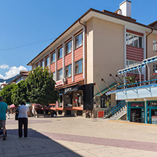 SMOLYAN, BULGARIA - AUGUST 14, 2018: Summer view of Old Center of the town of Smolyan, Bulgaria