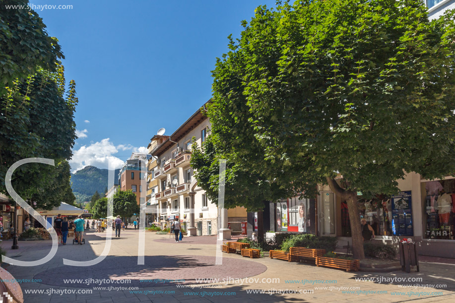 SMOLYAN, BULGARIA - AUGUST 14, 2018: Summer view of Old Center of the town of Smolyan, Bulgaria