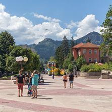 SMOLYAN, BULGARIA - AUGUST 14, 2018: Summer view of Old Center of the town of Smolyan, Bulgaria