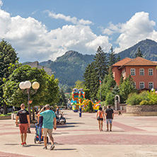 SMOLYAN, BULGARIA - AUGUST 14, 2018: Summer view of Old Center of the town of Smolyan, Bulgaria