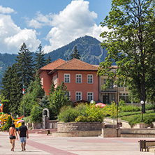 SMOLYAN, BULGARIA - AUGUST 14, 2018: Summer view of Old Center of the town of Smolyan, Bulgaria