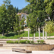 SMOLYAN, BULGARIA - AUGUST 14, 2018: Summer view of Old Center of the town of Smolyan, Bulgaria