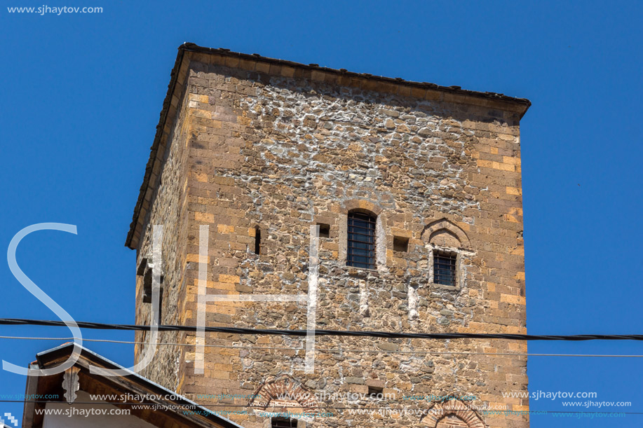 KRATOVO, MACEDONIA - JULY 21, 2018: Old Medieval Tower at the center of town of Kratovo, Republic of Macedonia