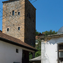 KRATOVO, MACEDONIA - JULY 21, 2018: Old Medieval Tower at the center of town of Kratovo, Republic of Macedonia