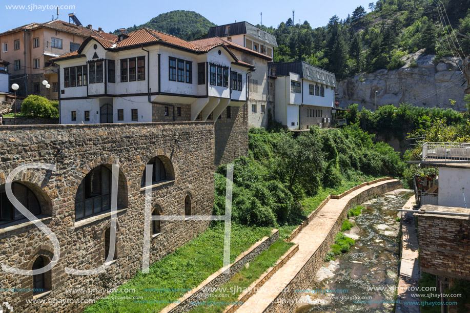 KRATOVO, MACEDONIA - JULY 21, 2018: Old Medieval Bridge at the center of town of Kratovo, Republic of Macedonia