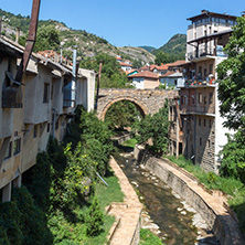 KRATOVO, MACEDONIA - JULY 21, 2018: Old Medieval Bridge at the center of town of Kratovo, Republic of Macedonia