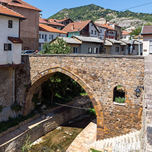 KRATOVO, MACEDONIA - JULY 21, 2018: Old Medieval Bridge at the center of town of Kratovo, Republic of Macedonia