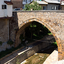 KRATOVO, MACEDONIA - JULY 21, 2018: Old Medieval Bridge at the center of town of Kratovo, Republic of Macedonia