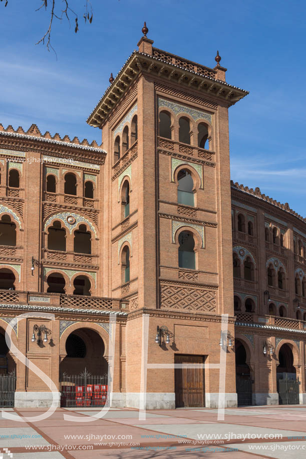 MADRID, SPAIN - JANUARY 24, 2018:  Las Ventas Bullring (Plaza de Toros de Las Ventas) situated at Plaza de torros in City of Madrid, Spain