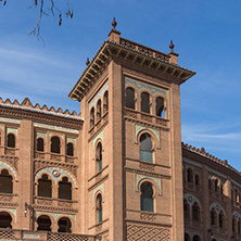 MADRID, SPAIN - JANUARY 24, 2018:  Las Ventas Bullring (Plaza de Toros de Las Ventas) situated at Plaza de torros in City of Madrid, Spain