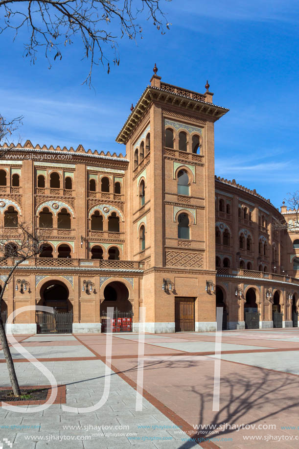 MADRID, SPAIN - JANUARY 24, 2018:  Las Ventas Bullring (Plaza de Toros de Las Ventas) situated at Plaza de torros in City of Madrid, Spain