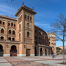 MADRID, SPAIN - JANUARY 24, 2018:  Las Ventas Bullring (Plaza de Toros de Las Ventas) situated at Plaza de torros in City of Madrid, Spain