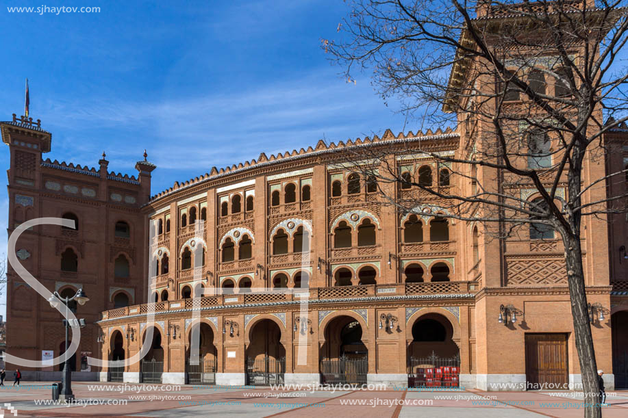 MADRID, SPAIN - JANUARY 24, 2018:  Las Ventas Bullring (Plaza de Toros de Las Ventas) situated at Plaza de torros in City of Madrid, Spain