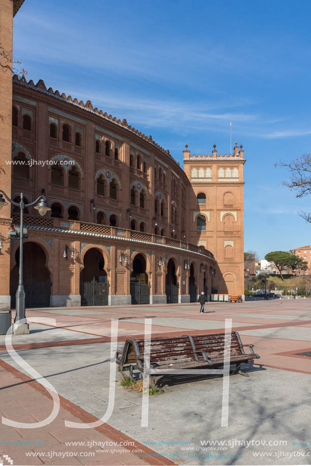 MADRID, SPAIN - JANUARY 24, 2018:  Las Ventas Bullring (Plaza de Toros de Las Ventas) situated at Plaza de torros in City of Madrid, Spain