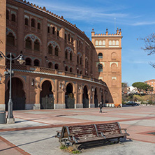 MADRID, SPAIN - JANUARY 24, 2018:  Las Ventas Bullring (Plaza de Toros de Las Ventas) situated at Plaza de torros in City of Madrid, Spain