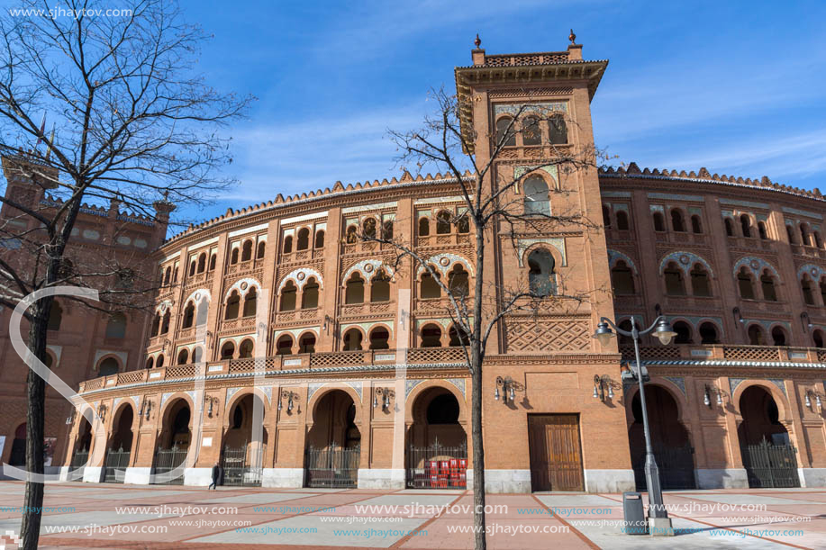 MADRID, SPAIN - JANUARY 24, 2018:  Las Ventas Bullring (Plaza de Toros de Las Ventas) situated at Plaza de torros in City of Madrid, Spain