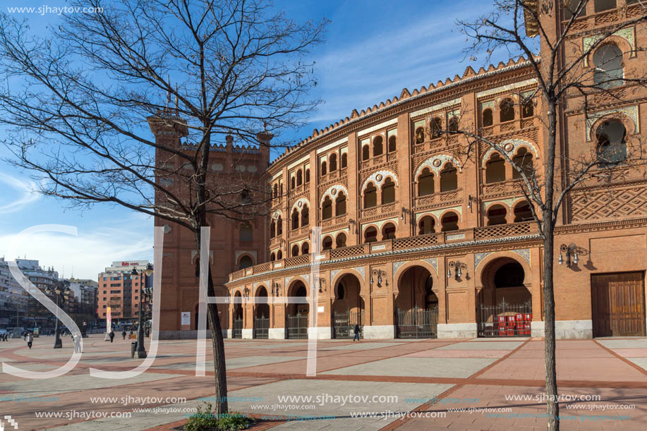 MADRID, SPAIN - JANUARY 24, 2018:  Las Ventas Bullring (Plaza de Toros de Las Ventas) situated at Plaza de torros in City of Madrid, Spain