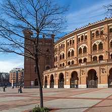 MADRID, SPAIN - JANUARY 24, 2018:  Las Ventas Bullring (Plaza de Toros de Las Ventas) situated at Plaza de torros in City of Madrid, Spain