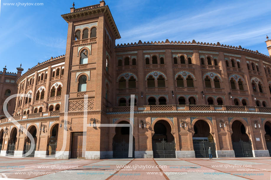 MADRID, SPAIN - JANUARY 24, 2018:  Las Ventas Bullring (Plaza de Toros de Las Ventas) situated at Plaza de torros in City of Madrid, Spain