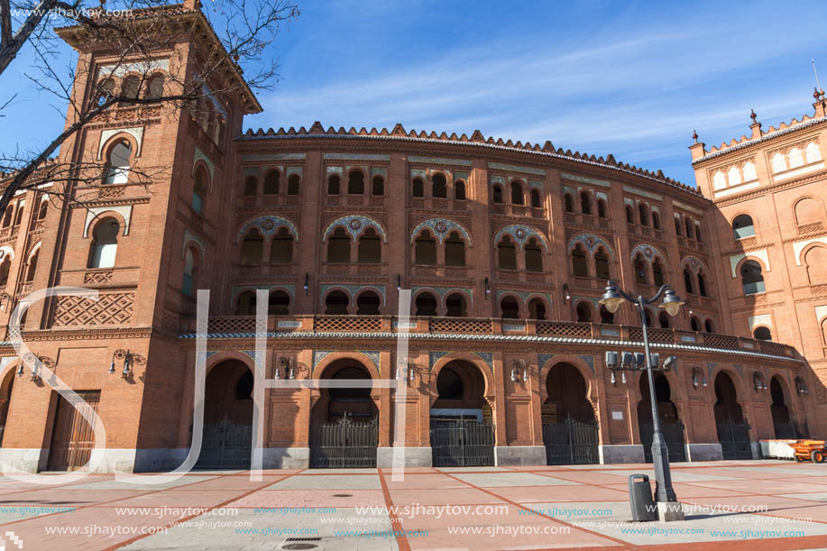 MADRID, SPAIN - JANUARY 24, 2018:  Las Ventas Bullring (Plaza de Toros de Las Ventas) situated at Plaza de torros in City of Madrid, Spain