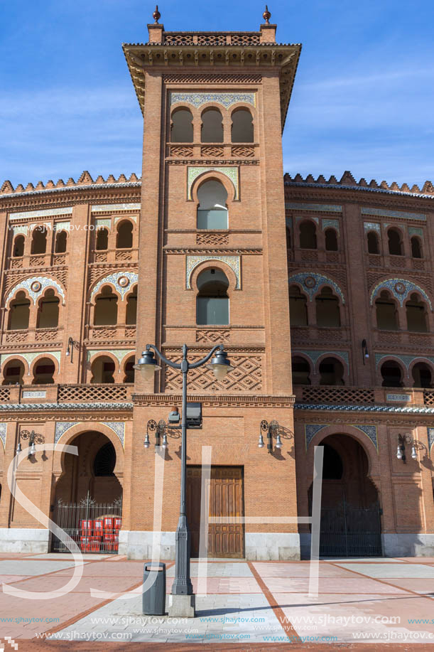 MADRID, SPAIN - JANUARY 24, 2018:  Las Ventas Bullring (Plaza de Toros de Las Ventas) situated at Plaza de torros in City of Madrid, Spain