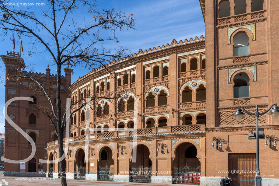 MADRID, SPAIN - JANUARY 24, 2018:  Las Ventas Bullring (Plaza de Toros de Las Ventas) situated at Plaza de torros in City of Madrid, Spain