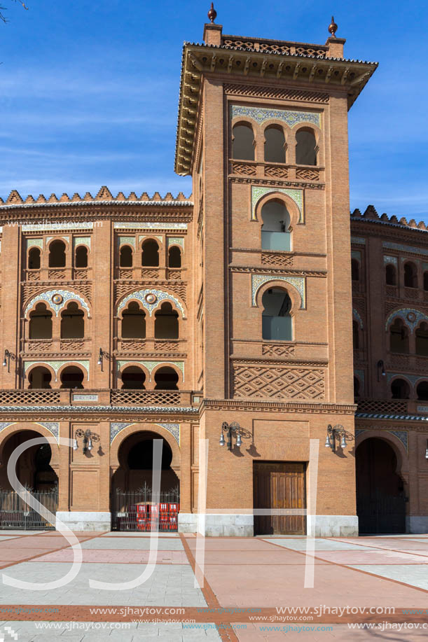 MADRID, SPAIN - JANUARY 24, 2018:  Las Ventas Bullring (Plaza de Toros de Las Ventas) situated at Plaza de torros in City of Madrid, Spain