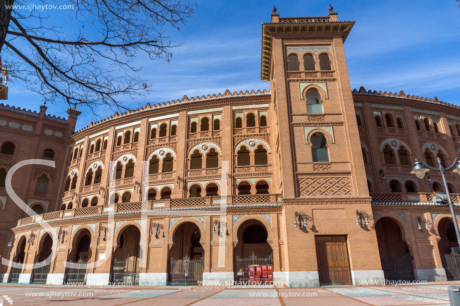 MADRID, SPAIN - JANUARY 24, 2018:  Las Ventas Bullring (Plaza de Toros de Las Ventas) situated at Plaza de torros in City of Madrid, Spain