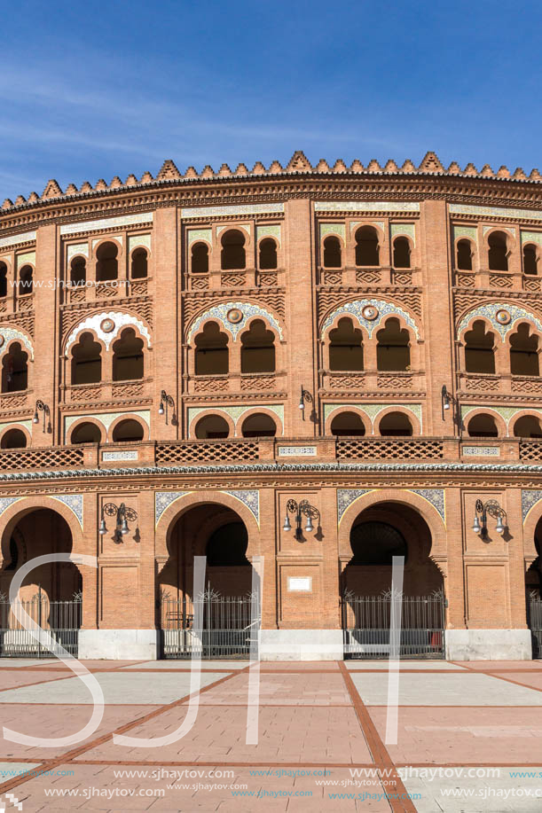 MADRID, SPAIN - JANUARY 24, 2018:  Las Ventas Bullring (Plaza de Toros de Las Ventas) situated at Plaza de torros in City of Madrid, Spain