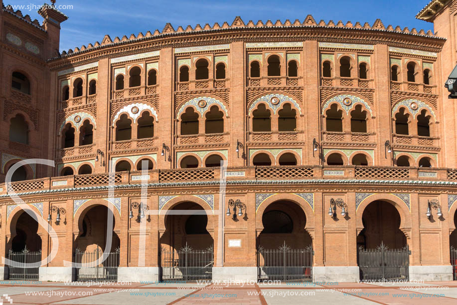 MADRID, SPAIN - JANUARY 24, 2018:  Las Ventas Bullring (Plaza de Toros de Las Ventas) situated at Plaza de torros in City of Madrid, Spain