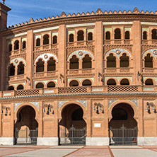 MADRID, SPAIN - JANUARY 24, 2018:  Las Ventas Bullring (Plaza de Toros de Las Ventas) situated at Plaza de torros in City of Madrid, Spain