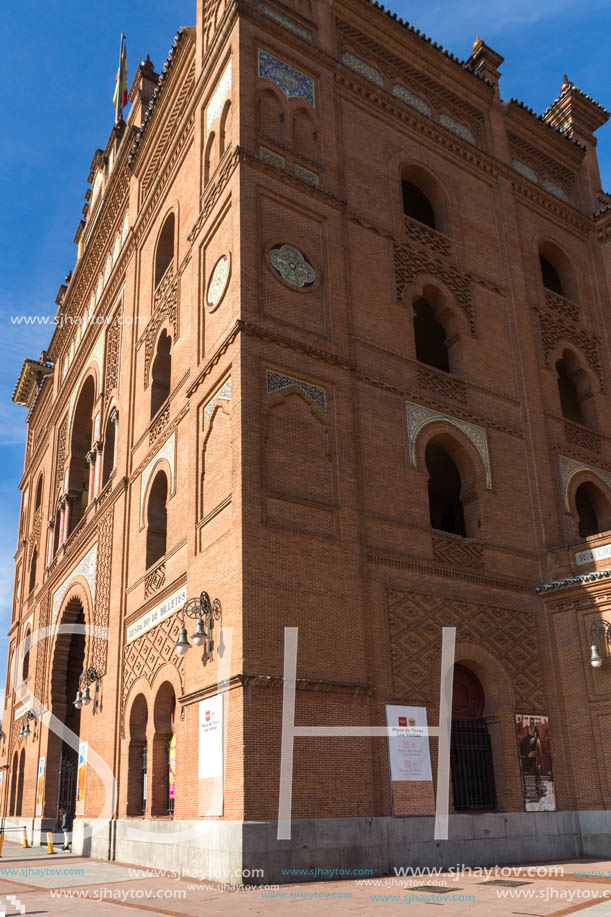 MADRID, SPAIN - JANUARY 24, 2018:  Las Ventas Bullring (Plaza de Toros de Las Ventas) situated at Plaza de torros in City of Madrid, Spain