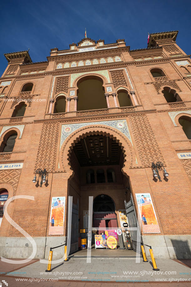 MADRID, SPAIN - JANUARY 24, 2018:  Las Ventas Bullring (Plaza de Toros de Las Ventas) situated at Plaza de torros in City of Madrid, Spain