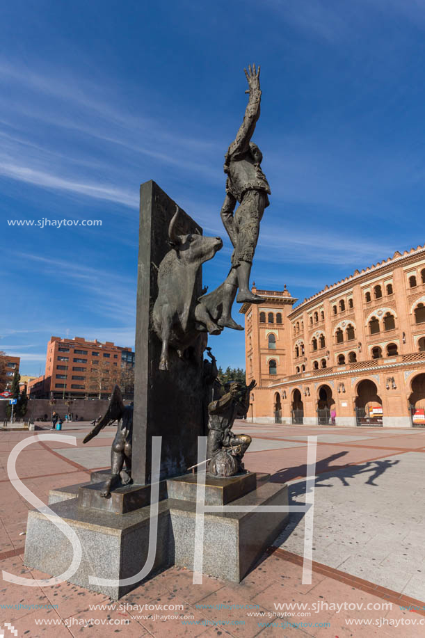 MADRID, SPAIN - JANUARY 24, 2018:  Las Ventas Bullring (Plaza de Toros de Las Ventas) situated at Plaza de torros in City of Madrid, Spain