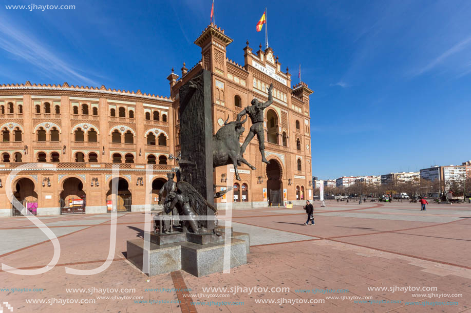 MADRID, SPAIN - JANUARY 24, 2018:  Las Ventas Bullring (Plaza de Toros de Las Ventas) situated at Plaza de torros in City of Madrid, Spain