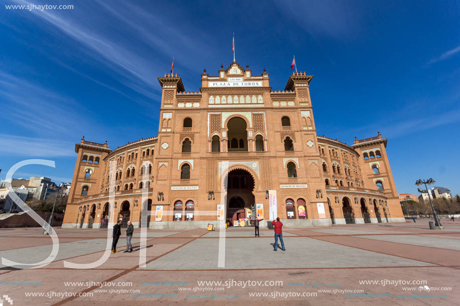 MADRID, SPAIN - JANUARY 24, 2018:  Las Ventas Bullring (Plaza de Toros de Las Ventas) situated at Plaza de torros in City of Madrid, Spain