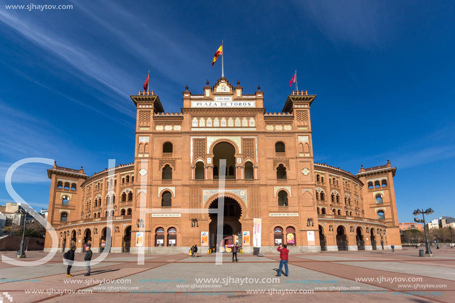 MADRID, SPAIN - JANUARY 24, 2018:  Las Ventas Bullring (Plaza de Toros de Las Ventas) situated at Plaza de torros in City of Madrid, Spain