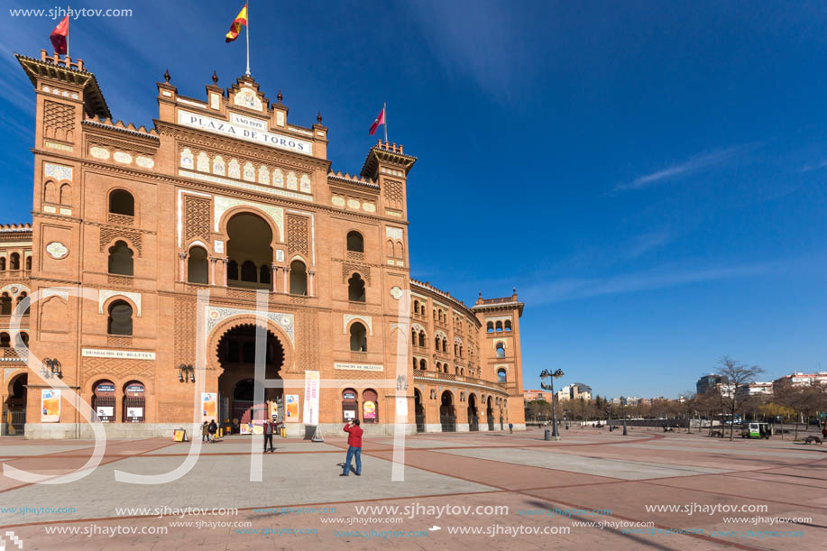 MADRID, SPAIN - JANUARY 24, 2018:  Las Ventas Bullring (Plaza de Toros de Las Ventas) situated at Plaza de torros in City of Madrid, Spain